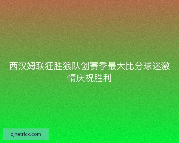 西汉姆联狂胜狼队创赛季最大比分球迷激情庆祝胜利